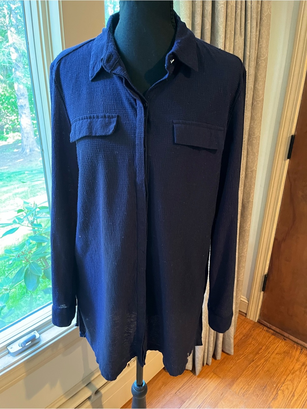 Peck & Peck Navy Textured Lightweight Shirt Jacket
